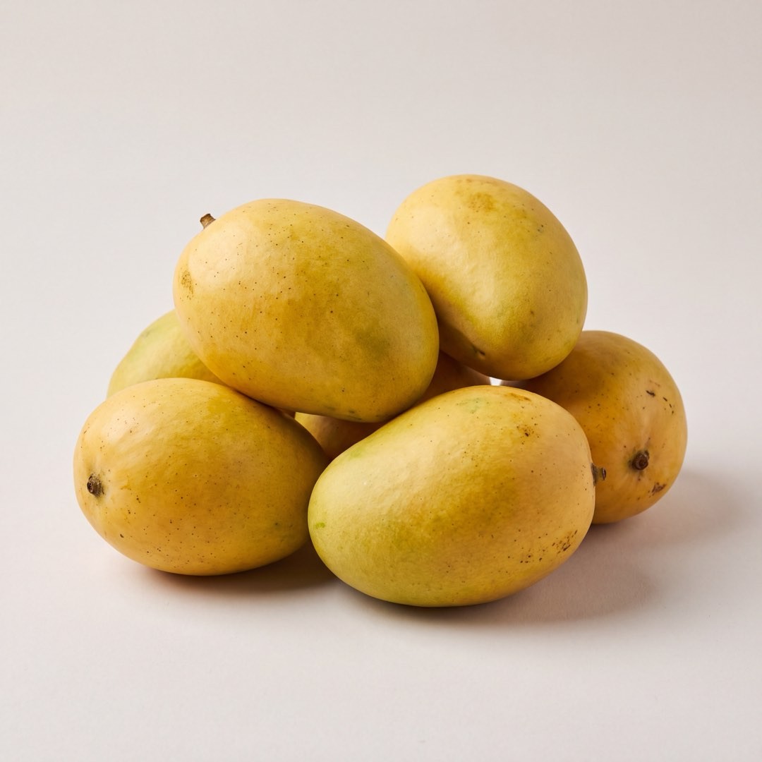 Pakistani Chaunsa mangoes on a grey background