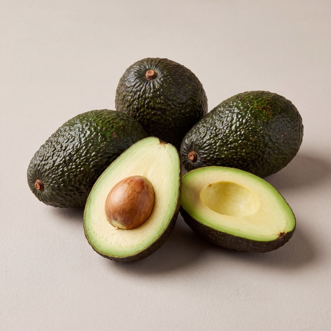 Kenyan Hass avocados, one halved